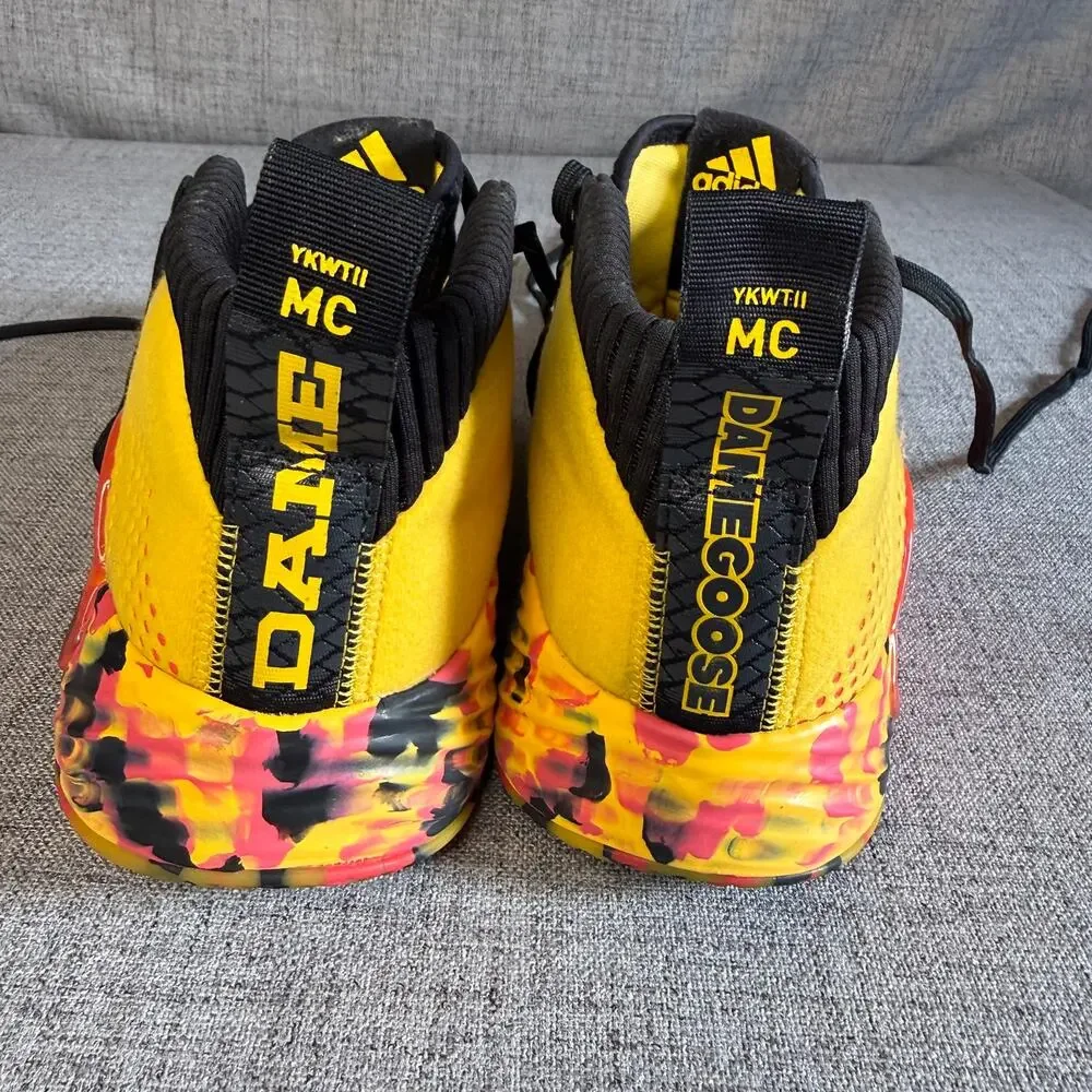 Adidas Dame 5 Basketball Shoes Mens 8.5 Yellow Black BB9315 Damian Lillard